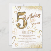 5thリトルプリンセス金ゴールドグリッタークール誕生日 招待状 (正面)