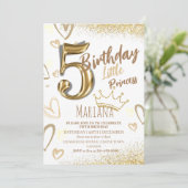 5thリトルプリンセス金ゴールドグリッタークール誕生日 招待状 (スタンド正面)