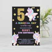 5thレインボーユニコーン誕生日招待状フライ 招待状 (スタンド正面)
