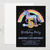 5thレインボーユニコーン誕生日招待状 招待状 (正面/裏面)