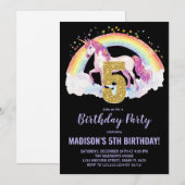 5thレインボーユニコーン誕生日招待状 招待状 (正面/裏面)