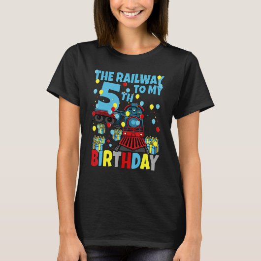 5th列車の誕生日パーティー鉄道私の5誕生 tシャツ (正面)