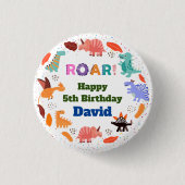 5th恐竜の誕生日パーティーの贈り物 缶バッジ (正面)