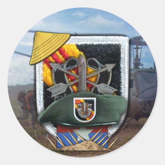 5th特殊部隊グリーンベレツフラッシュnamステッカー ラウンドシール (正面)