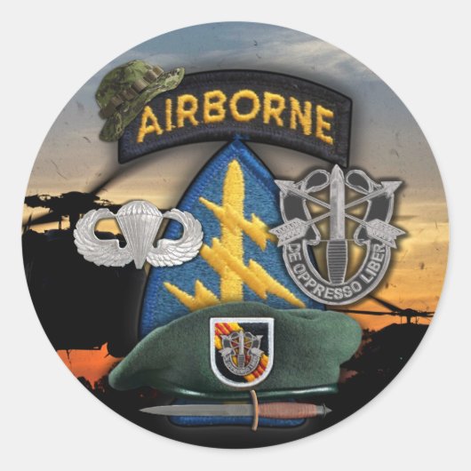 5th特殊部隊グリーンベレーlrrp namステッカー ラウンドシール (正面)