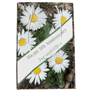 5th記念日、編集可能 ミディアムペーパーバッグ