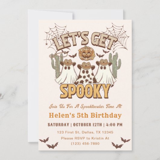 5th誕生日ウェスタン不気味パーティーを取得しよう 招待状 (正面)
