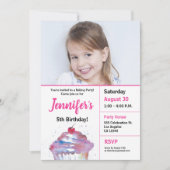 5th誕生日カップケーキベーキングパーティー写真 招待状 (正面)