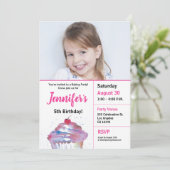 5th誕生日カップケーキベーキングパーティー写真 招待状 (スタンド正面)