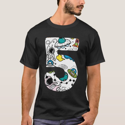 5th誕生日シャツボーイ5歳アウタースペースアスト tシャツ (正面)