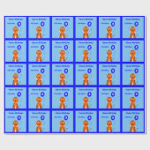 5th誕生日タイガー名前をカスタムするブルー ラッピングペーパー (フラット)