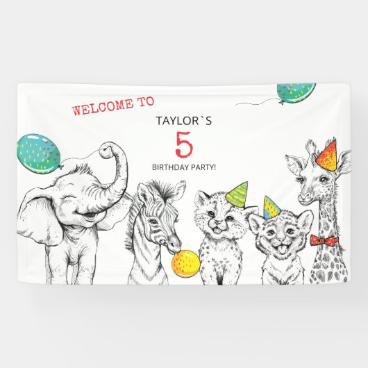 5th誕生日パーティーのバナー。 横断幕 (横)