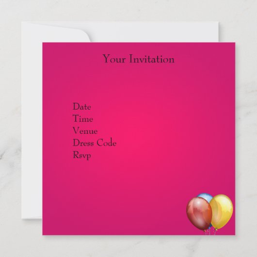 5th誕生日パーティー犬の風船ブルーイエローピンク 招待状 (裏面)