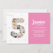 5th誕生日パーティー番号5カスタムフォトコラージュ 招待状 (正面)