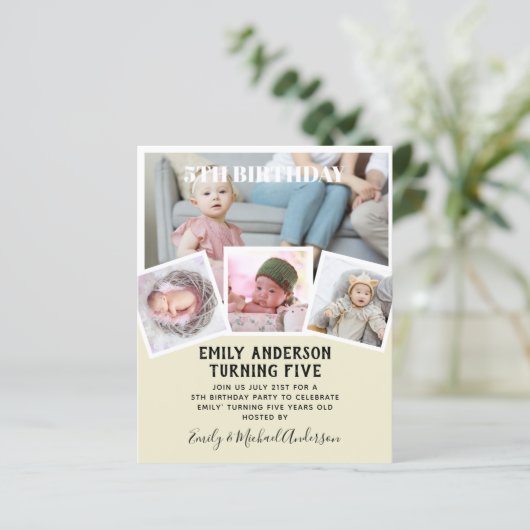 5th誕生日フォトコラージュ招待状ボーイガールミックスミックス (スタンド正面)