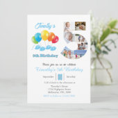 5th誕生日フォトコラージュ番号5男の子 招待状 (スタンド正面)