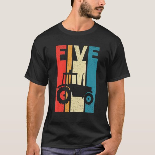 5th誕生日レトロファームトラクターテーマ農家ボーイ5 tシャツ (正面)