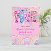 5th誕生日招待状ガール編集可能レインボーセク 招待状 (スタンド正面)