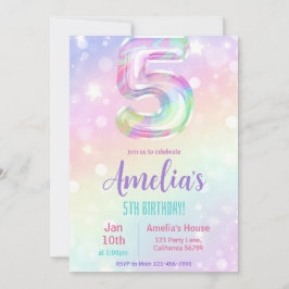 5th誕生日招待状ガール5thバースデーパーティーin 招待状
