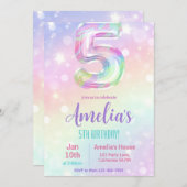 5th誕生日招待状ガール5thバースデーパーティーin 招待状 (正面/裏面)