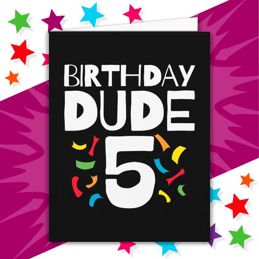 5th誕生日5年オールドボーイパーティー誕生日Dude 5 カード