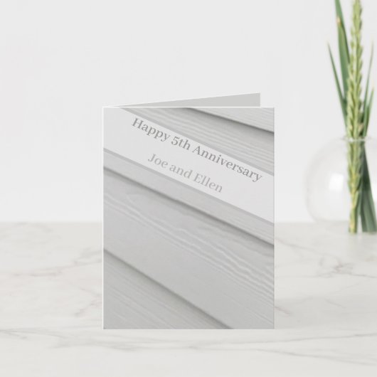 5th Anniversary Wood、編集可能 カード (正面)