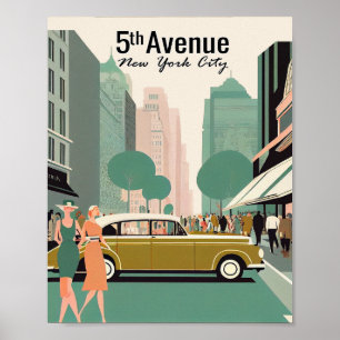 5th Avenue New YorkミニマリストVintageポスターアート ポスター