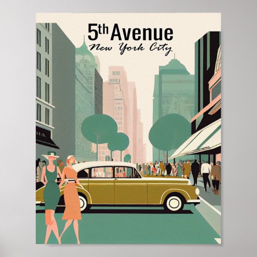 5th Avenue New YorkミニマリストVintageポスターアート ポスター (正面)