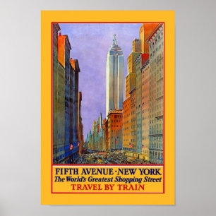 5th Avenue New York Vintage Travel Poster ポスター
