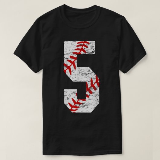 5th Birthday Baseball Big Number Five 5 Year Old B Tシャツ (デザイン正面)