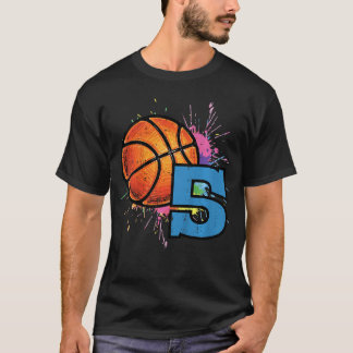 5th Birthday Basketball 5 Year Old Bday Sports Boy Tシャツ