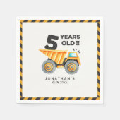 5th birthday boy construction theme スタンダードカクテルナプキン (正面)