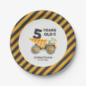 5th birthday boy construction theme ペーパープレート (正面)