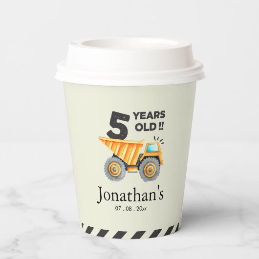 5th birthday boy construction theme 紙コップ (裏面)