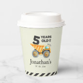 5th birthday boy construction theme 紙コップ (正面)