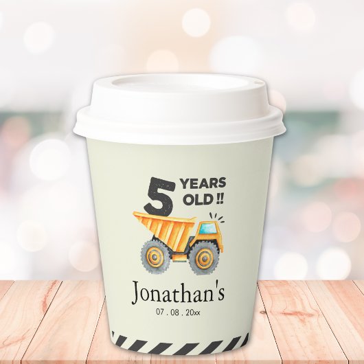5th birthday boy construction theme 紙コップ