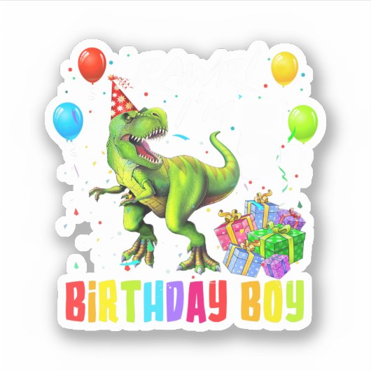 5Th Birthday Boy Dinosaur T Rex シール (正面)