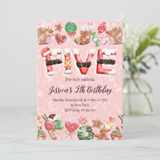 5th Birthday Christmas Party Invitation 招待状 (スタンド正面)