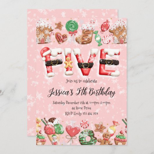 5th Birthday Christmas Party Invitation 招待状 (正面/裏面)