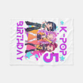 5th Birthday Cute Chibi Kpop Funny 5th Birthday フリースブランケット (正面(横))