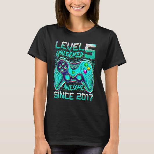 5th Birthday For Boys Level 5 Unlocked Awesome 20 Tシャツ (正面)