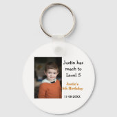 5th birthday game on boy photo name modern date  キーホルダー (裏面)