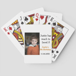 5th birthday game on boy photo name modern date  トランプ