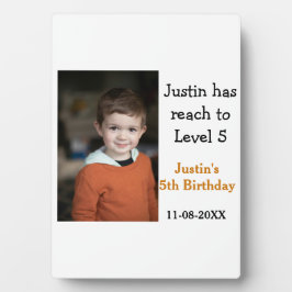 5th birthday game on boy photo name modern date  フォトプラーク