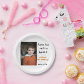 5th birthday game on boy photo name modern date  ペーパープレート (パーティー)