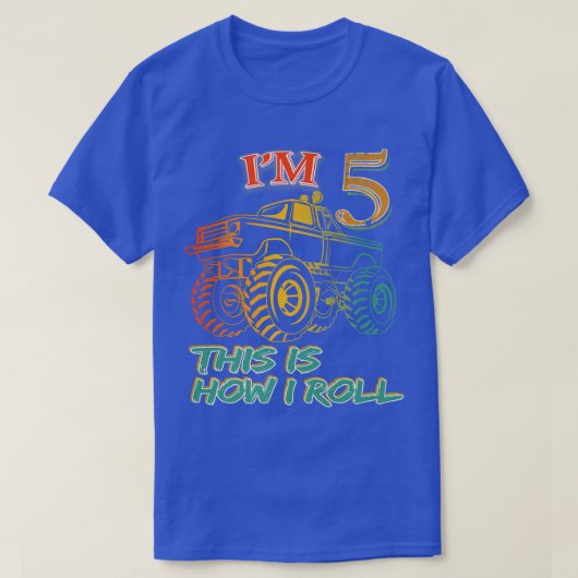 5th Birthday Gifts I'm 5 This Is How I Roll Monste Tシャツ (デザイン正面)