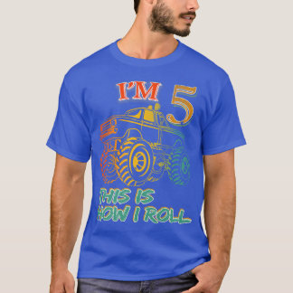 5th Birthday Gifts I'm 5 This Is How I Roll Monste Tシャツ