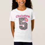 5th Birthday Girl Hot Pink & leopard print Tシャツ<br><div class="desc">A cute design for baby girl</div>