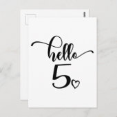 5th Birthday Girls Hello Five Cute 5 Years Old Kid ポストカード (正面/裏面)