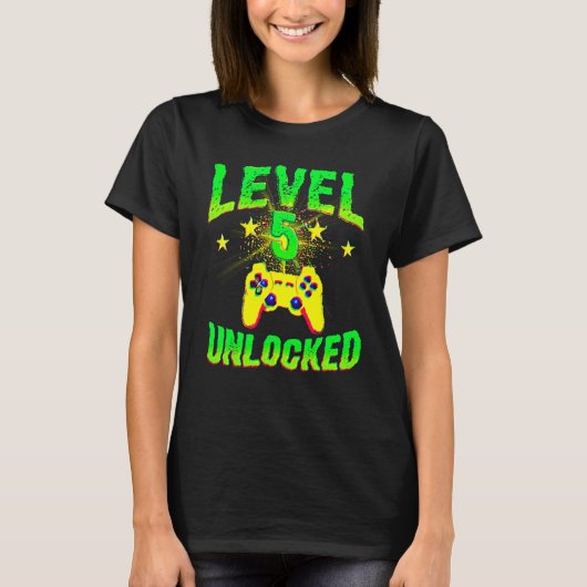 5th Birthday Level 5 Unlocked Gamer Tシャツ (正面)